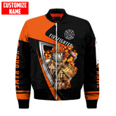 Men bomber jacket Customize Name Brave Firefighter 3D Printed winter zipper Jacket casual unisex Harajuku Streetwear coat FX-07